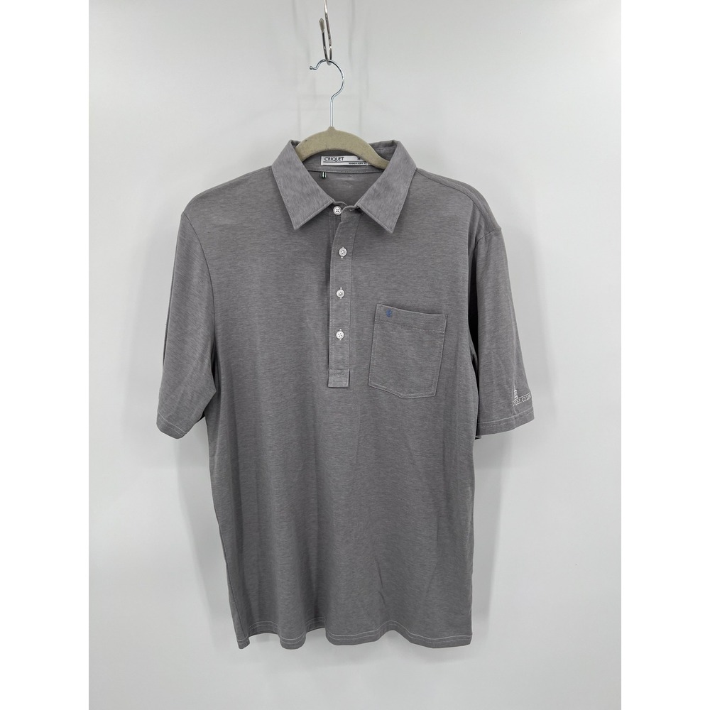 Criquet Mens Gray Pima Cotton Blend Steel Club Polo Shirt Size M Austin TX